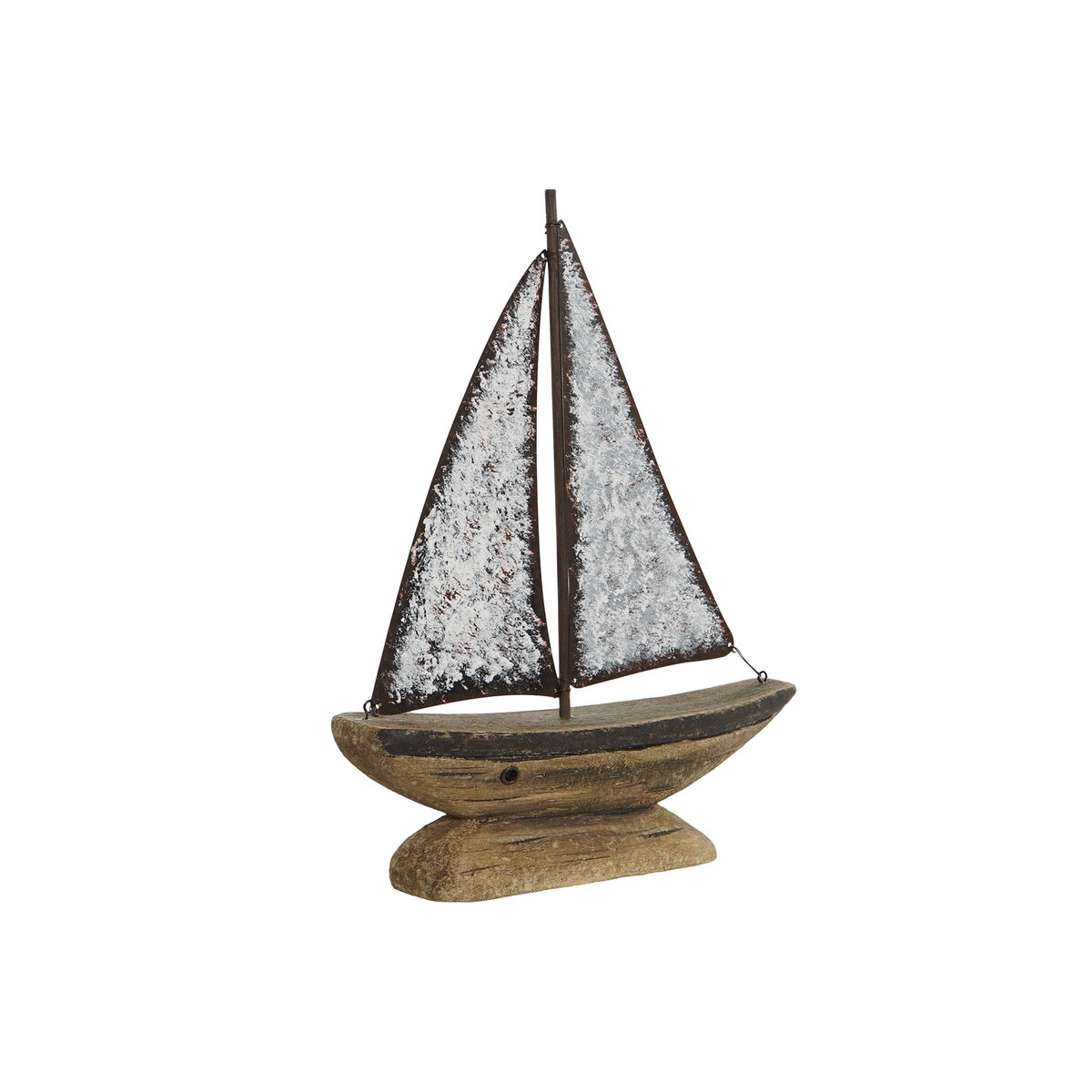 Statua Decorativa Home Esprit Bianco Naturale Barca A Vela Finitura Invecchiata 26 X 6 X 34 cm