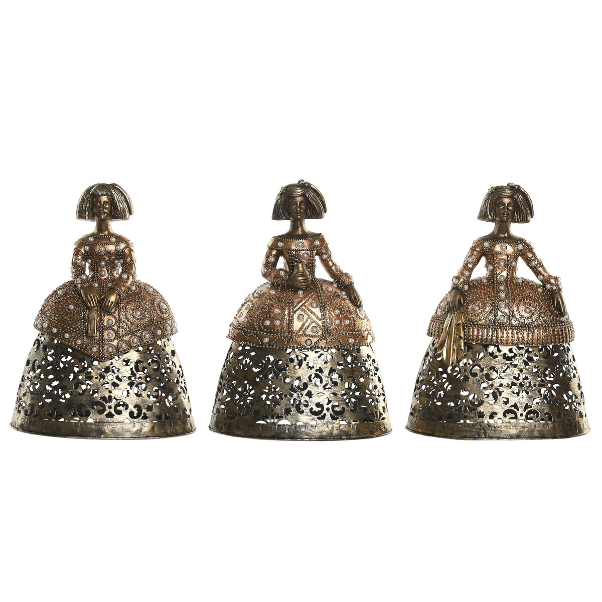 Statua Decorativa Home ESPRIT Dorato 18 x 11,5 x 24 cm (3 Unità)