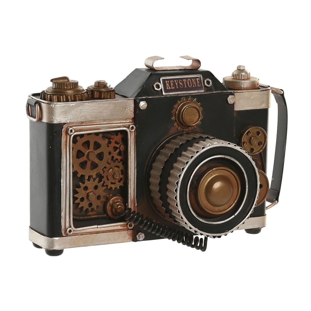 Statua Decorativa Home ESPRIT Nero Dorato Fotocamera Vintage 23 X 11 X 15,5 CM