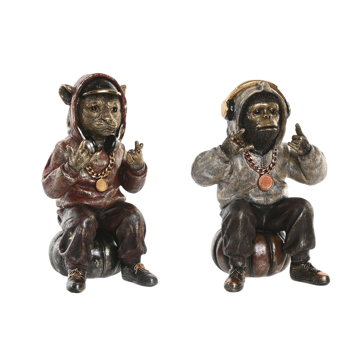 Statua Decorativa Home ESPRIT Marrone Dorato 18,5 X 16,5 X 26,5 CM (2 Unità)