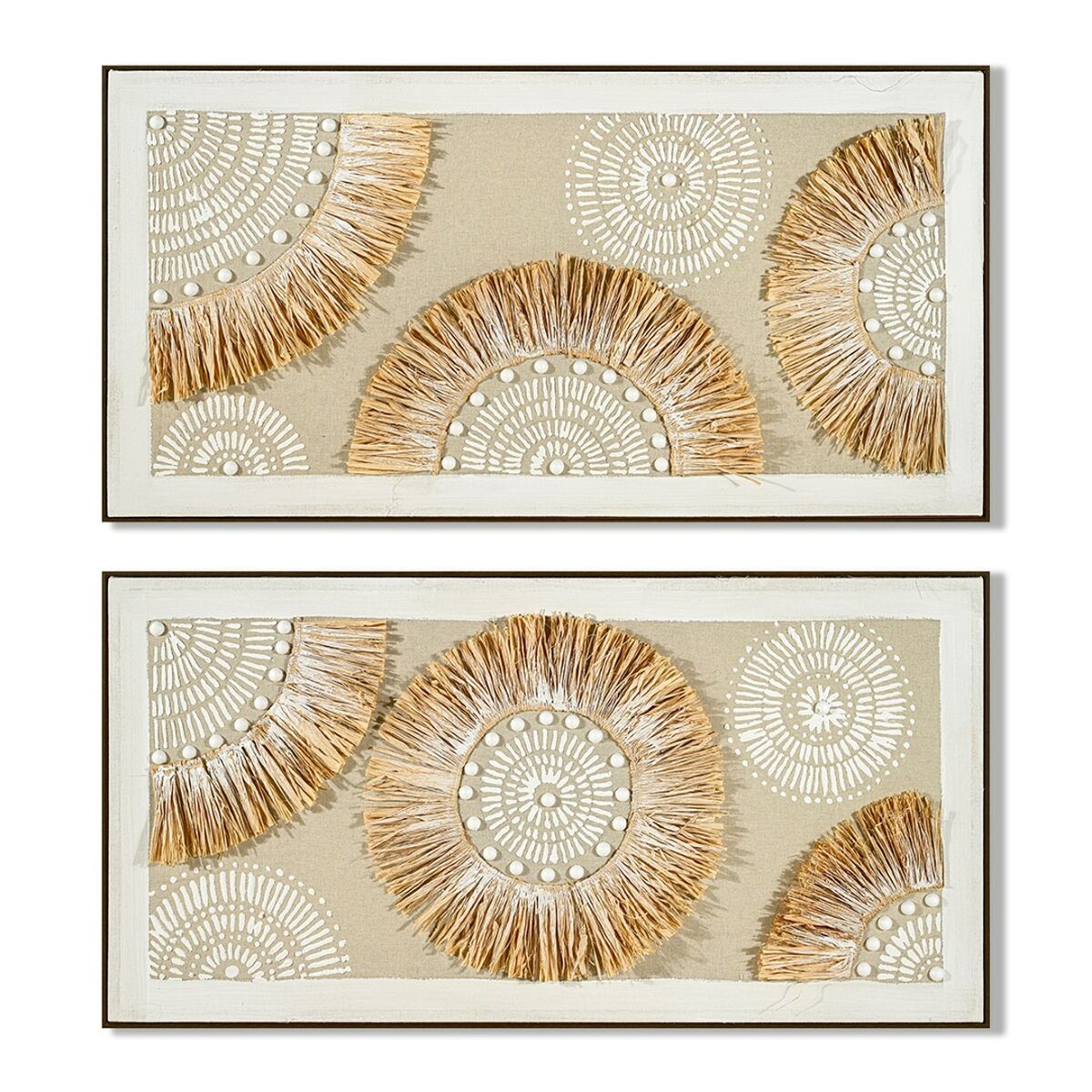 Tela Home ESPRIT Beige Naturale Boho 122 x 4,5 x 62 cm (2 Unità)