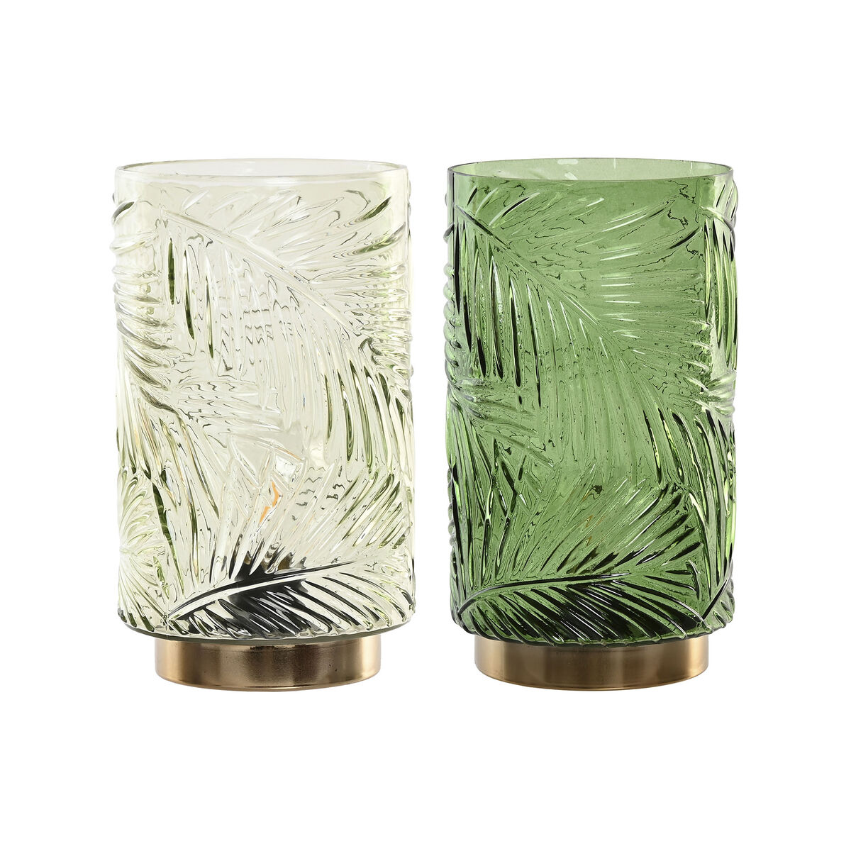 Decorazione luminosa Home ESPRIT Metallo Cristallo Tropicale 14 x 14 x 26 cm (2 Unità)