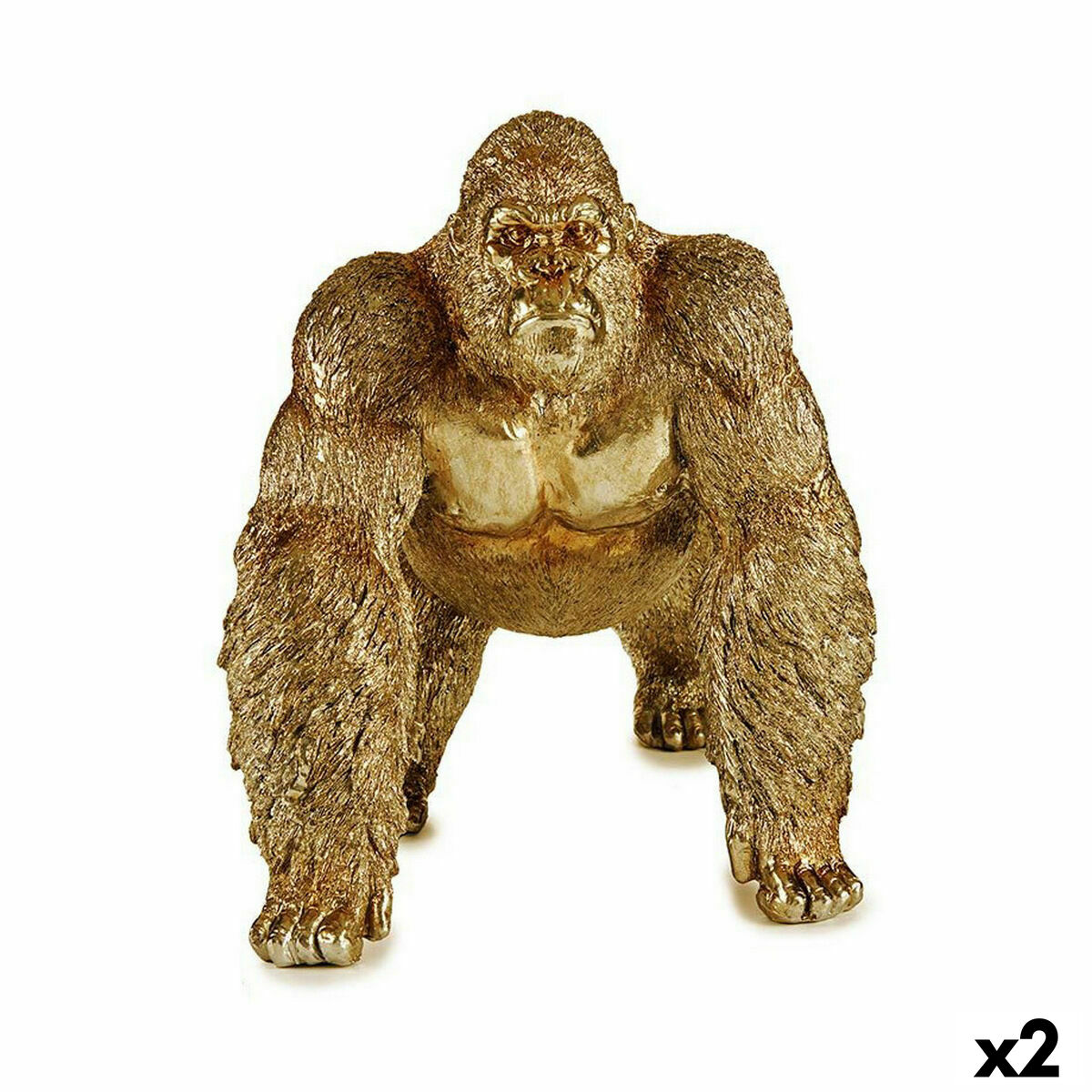 Statua Decorativa Gift Decor Dorato Gorilla 20 X 27,5 X 34 Cm (2 Unità)