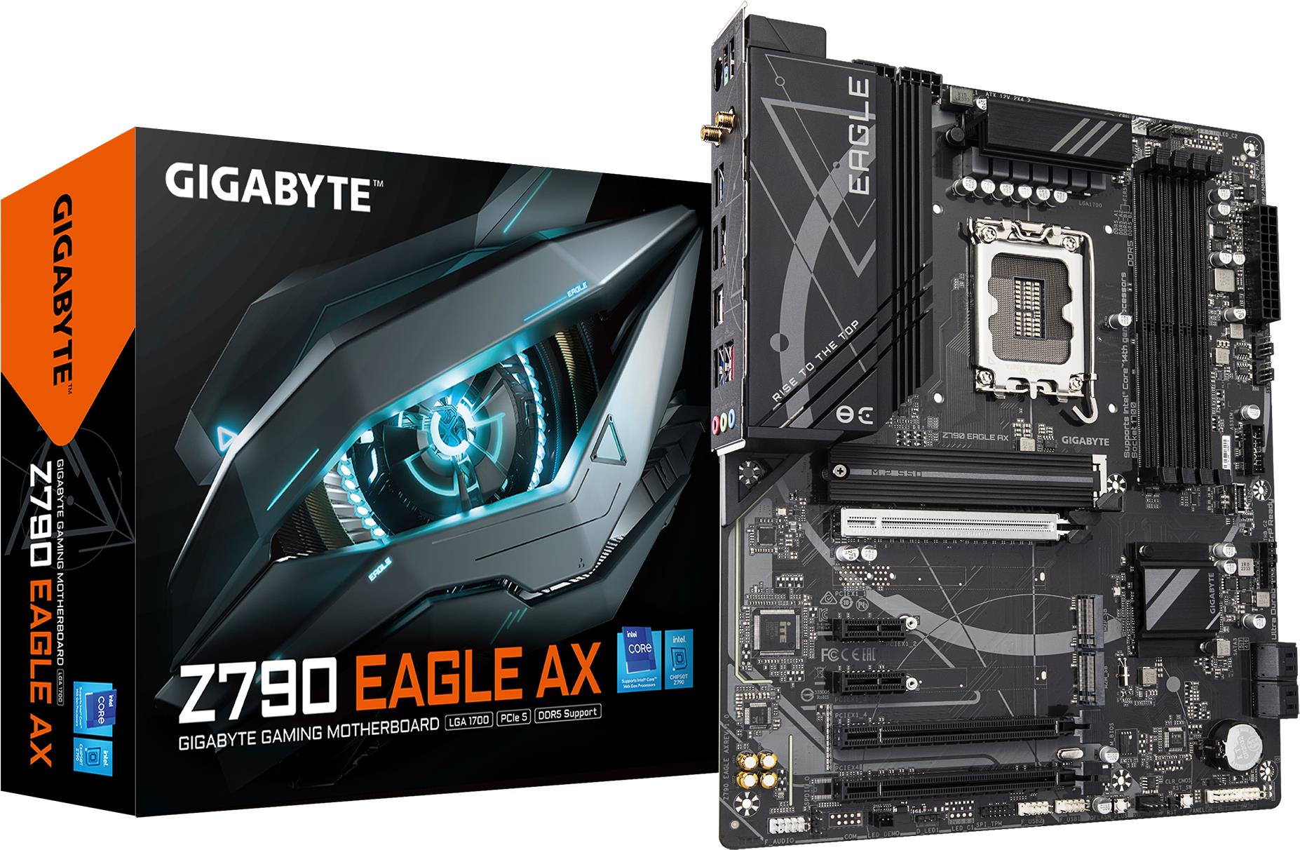 Gigabyte Z790 Eagle Ax - 1,0 - Motherboard - Atx - Lga1700-Sockel - Z790 Chipsatz - UsB-C 3,2 Gen2, UsB-C 3,2 Gen 1, Usb 3,2 Gen 1, Usb 3,2 Gen 2 - 2