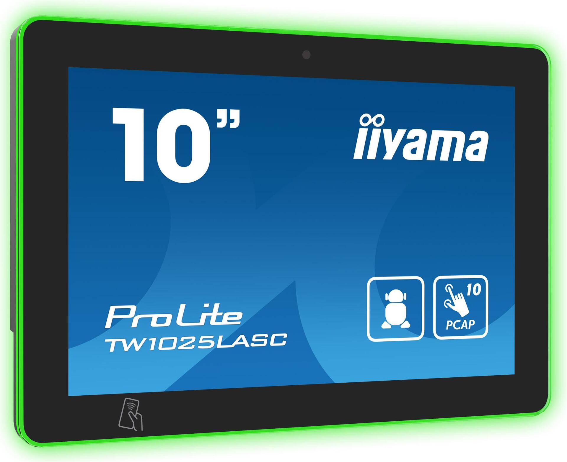 Iiyama Prolite Tw1025lasC-B1pnr, LeD-Lightbar, Poe, 25,7cm (10,1''), Projected Capacitive, Rfid, Usb, Bt, Ethernet, Wlan, Emmc, Android, Schwarz Touc