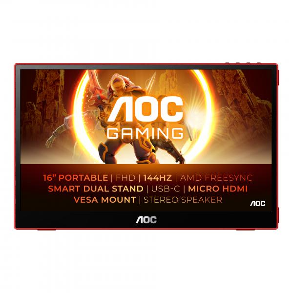 Aoc 16g3 Tv E Monitor Portatile Nero, Rosso 39,6 Cm [15.6] Tft 1920 X 1080 Pixel (aoc Gaming 16g3 - Monitor A Led - 15.6 - Portatile - 1920 X 1080 fu