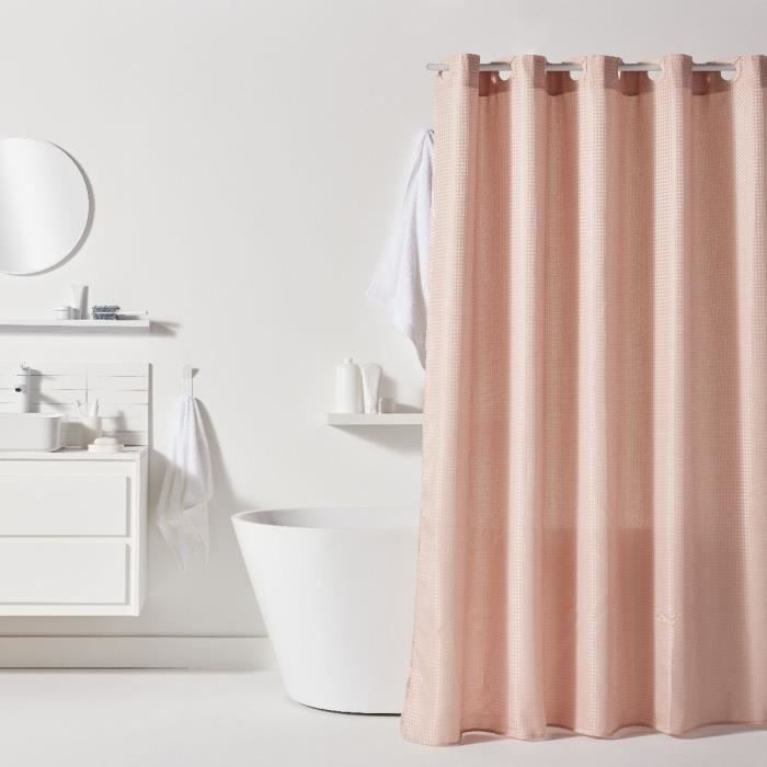 Tenda Da Doccia A Nido D'ape - Rosa - Poliestere - 180 X 200 Cm - 12 Ganci - Utility - Today