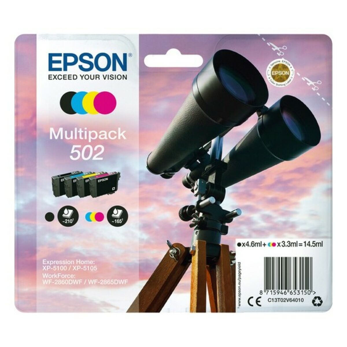 Cartuccia D'inchiostro Compatibile Epson 502 Multipack 14,5 Ml Giallo Nero Ciano Magenta sì