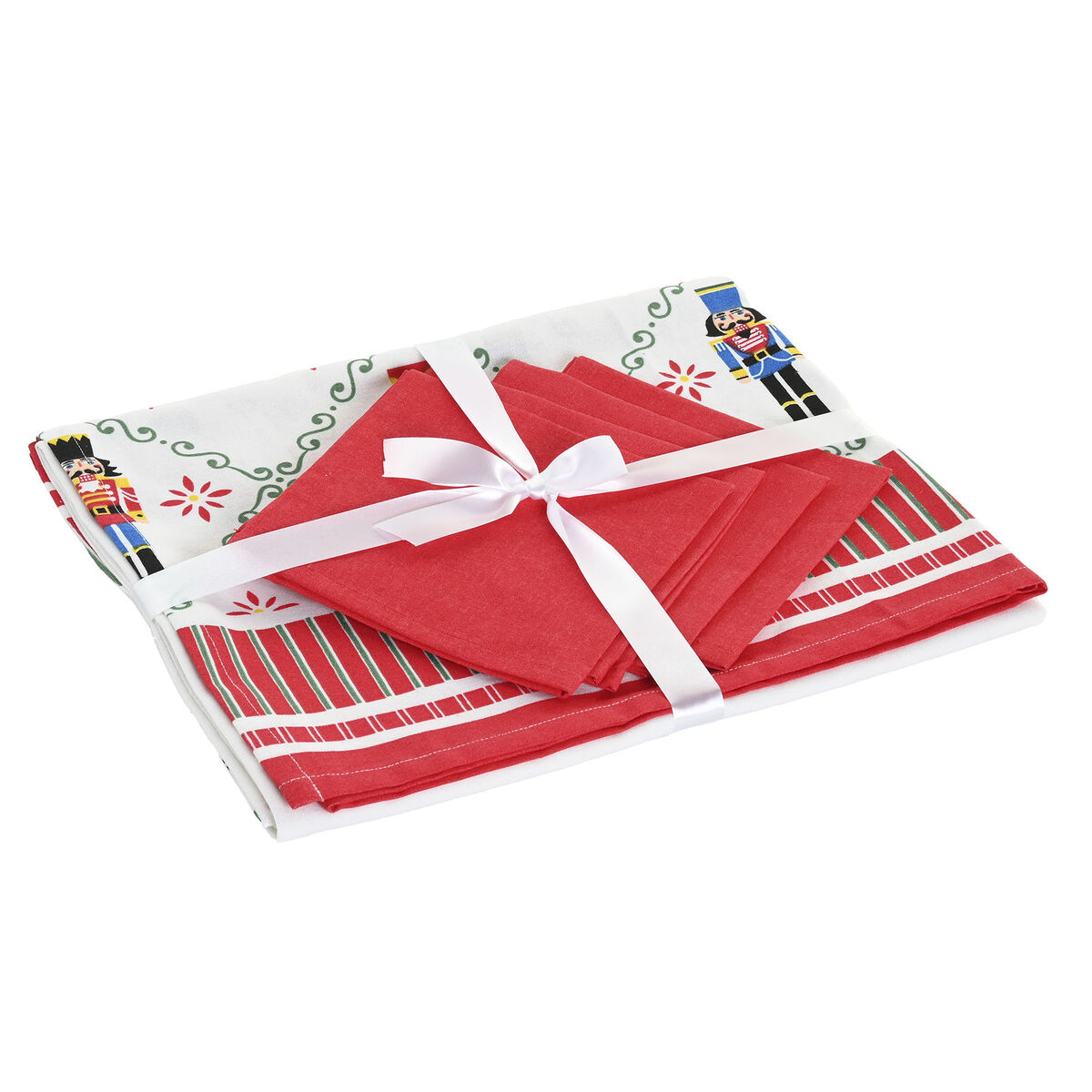 Tovaglia In Resina Antimacchia Home Esprit Rosso Verde Beige (5 Pezzi)