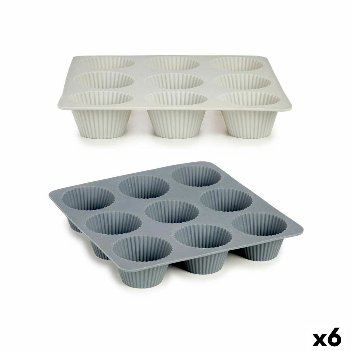 Teglia Per Muffin Kinvara Grigio Chiaro Grigio Scuro 22 X 3 X 22 Cm Muffin (6 Unità)