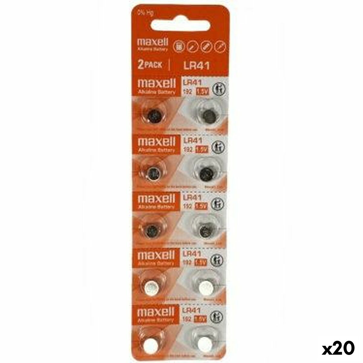 Batterie Alcaline Maxell 1,5 V Lr41 (20 Unità)
