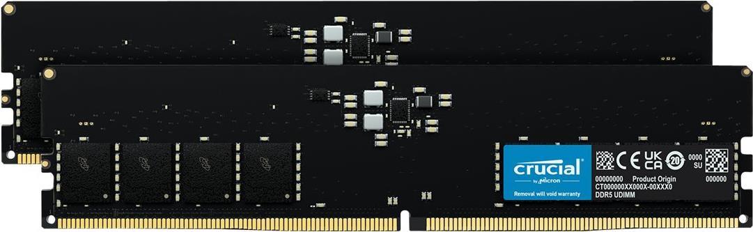 Crucial - Ddr5 - Kit - 64 Gb: 2 X 32 Gb - Dimm 288-Pin - 5600 Mhz / Pc5-44800 - Cl46 - 1.1 V - Ungepuffert - NoN-Ecc (ct2k32g56c46u5)