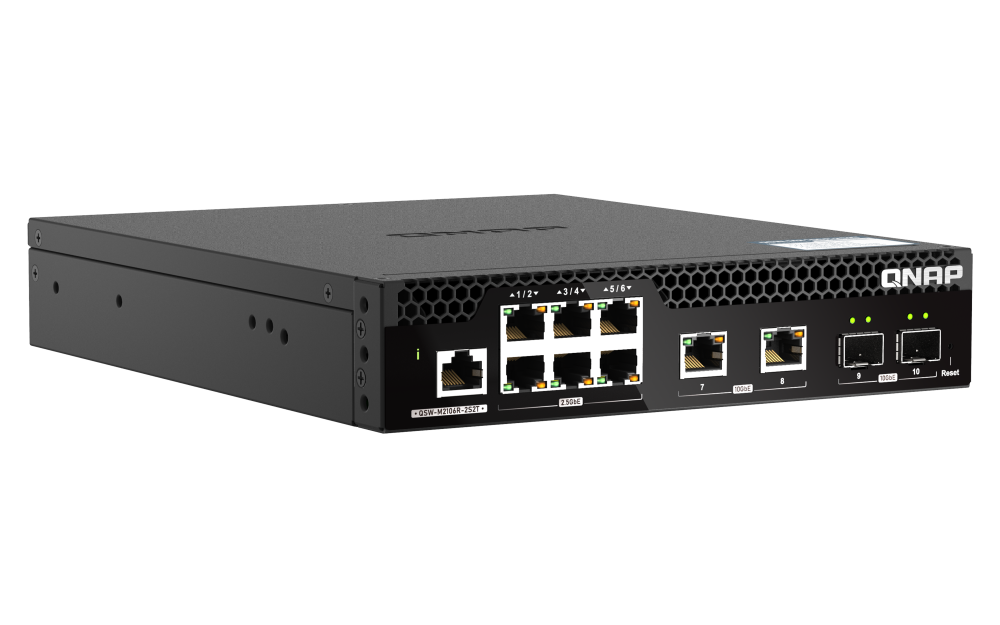 Qnap Web Managed Series - Switch - Halbe Breite, Layer 2 - Managed - An Rack Montierbar (qsW-M2106R-2s2t)