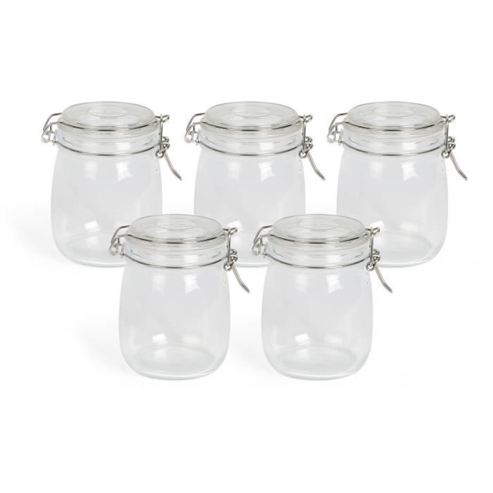 Set Di 5 Barattoli Per Cottura In Batch - Livoo - Men400 - 750 Ml - Vetro Borosilicato - Chiusura In Metallo