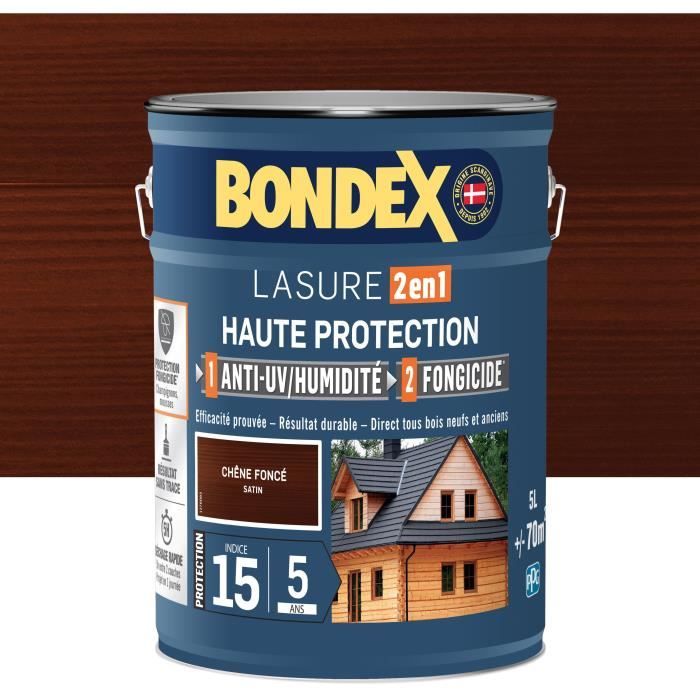 Colorante 2 In 1 Ad Alta Protezione - Rovere Satinato Scuro - Bondex - 5 L