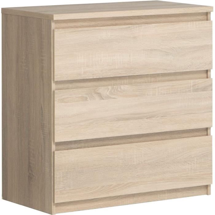 Cassettiera Chelsea 3 Cassetti - Colore Rovere - L 77,2 X P 42 X H 79,9 cm