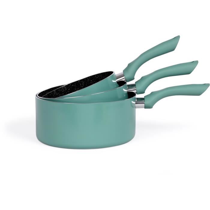 Set 3 Pentole - Livoo - Men125vs - Rivestimento Antiaderente In Alluminio - Ø 16 - 18 - 20 Cm - Spessore 2,5 Mm - Manico 16 cm