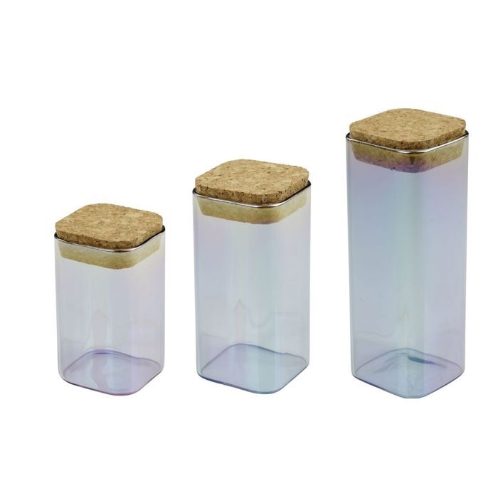 Set Di 3 Contenitori In Vetro Con Coperchio - Fackelmann - Tasty Green - 280, 330 E 450 ml
