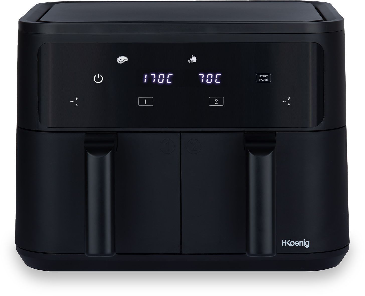 Friggitrice Senza Olio Hkoenig - Fry900 - Capacità 9 L - Doppia Vasca 4,5 L - 8 Programmi Di Cottura - 2400 W