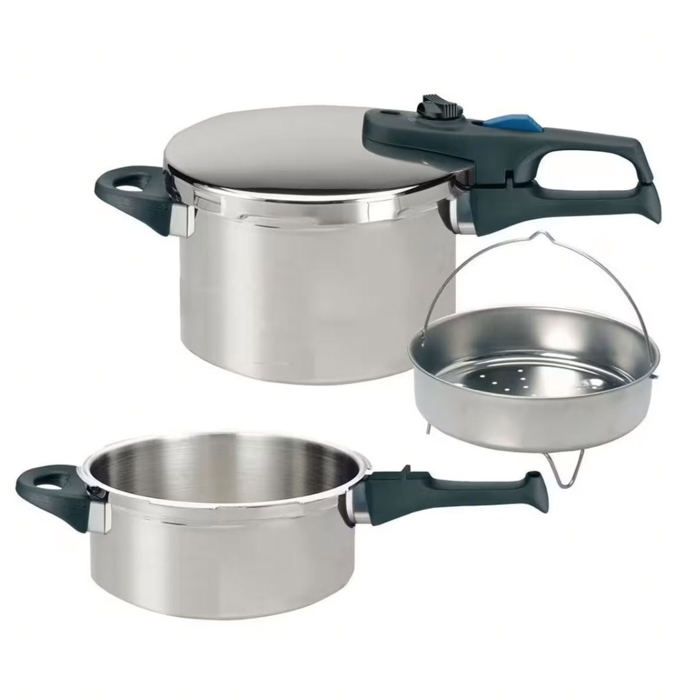 Pentola A Pressione A Vapore - Fackelmann - Elo Praktika Plus Xl - Acciaio Inox 18/10 - 22 Cm - Da 3 A 6 Litri