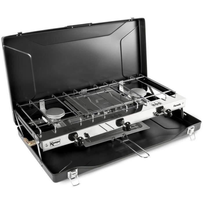 Fornello A Gas - Kampa - Fornello - 2 Fuochi E 1 Griglia - Nero