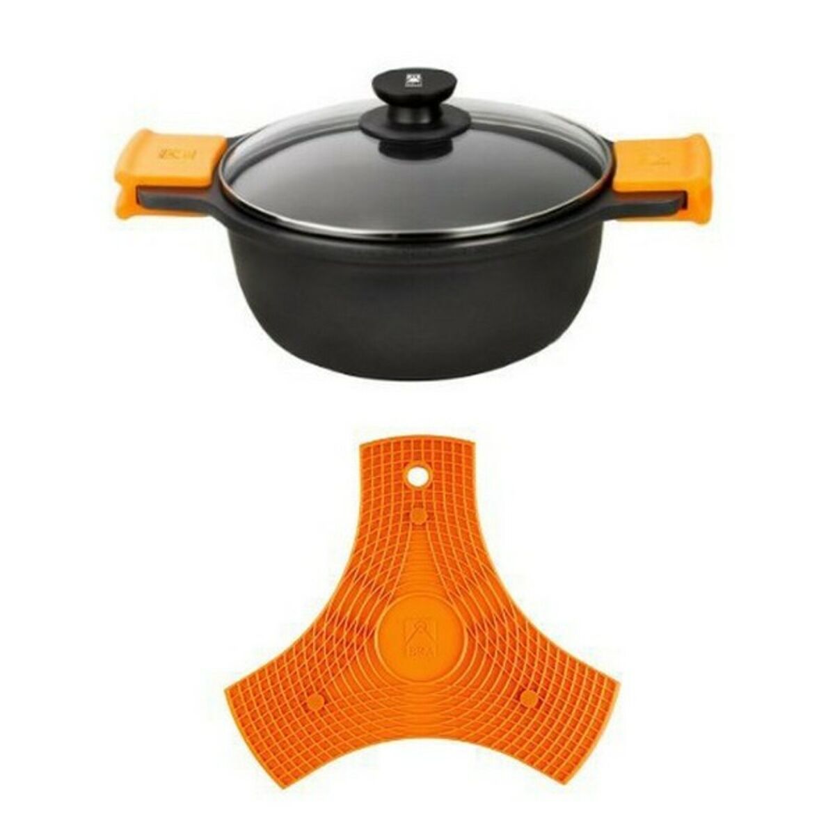 Casseruola Con Coperchio In Vetro Bra A270332 Nero Ø 32 cm