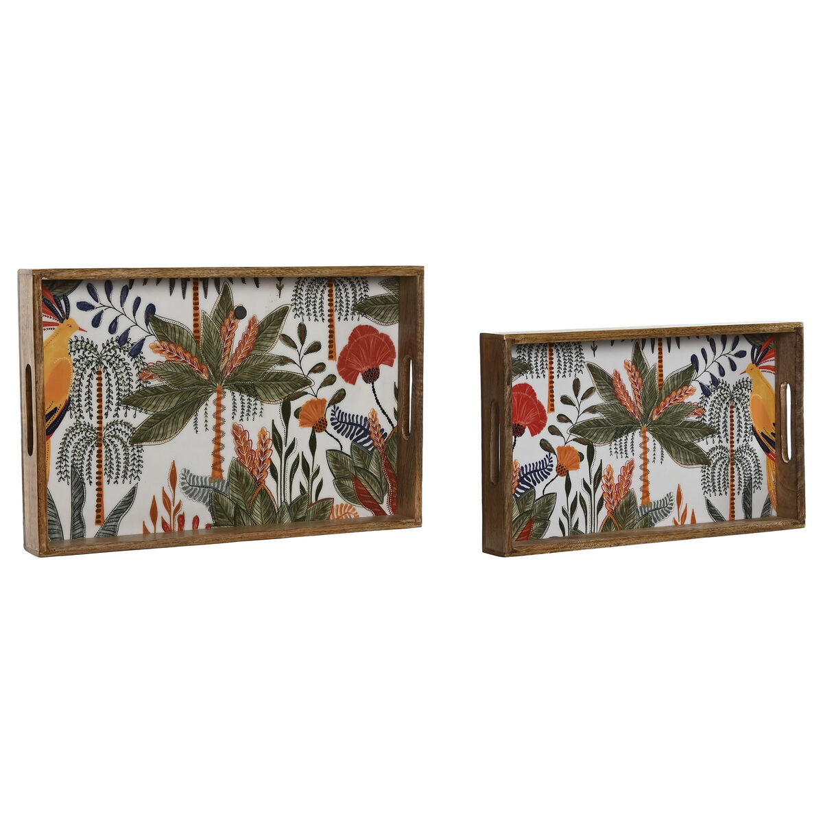 Vassoio Per Aperitivi Home Esprit Verde Arancio Tropicale Decapaggio 43,5 X 27 X 5,5 Cm (2 Unità) - Image 3