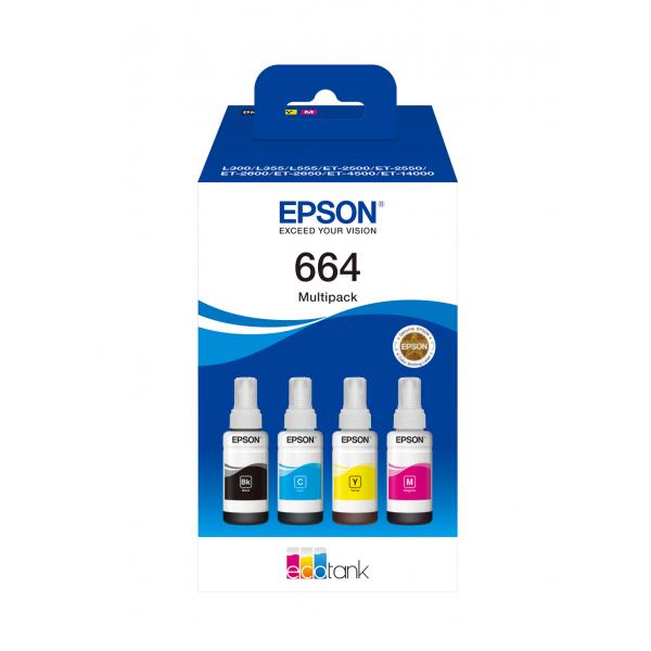 Epson Ecotank 664 - Confezione Da 4 - Nero, Giallo, Ciano, Magenta