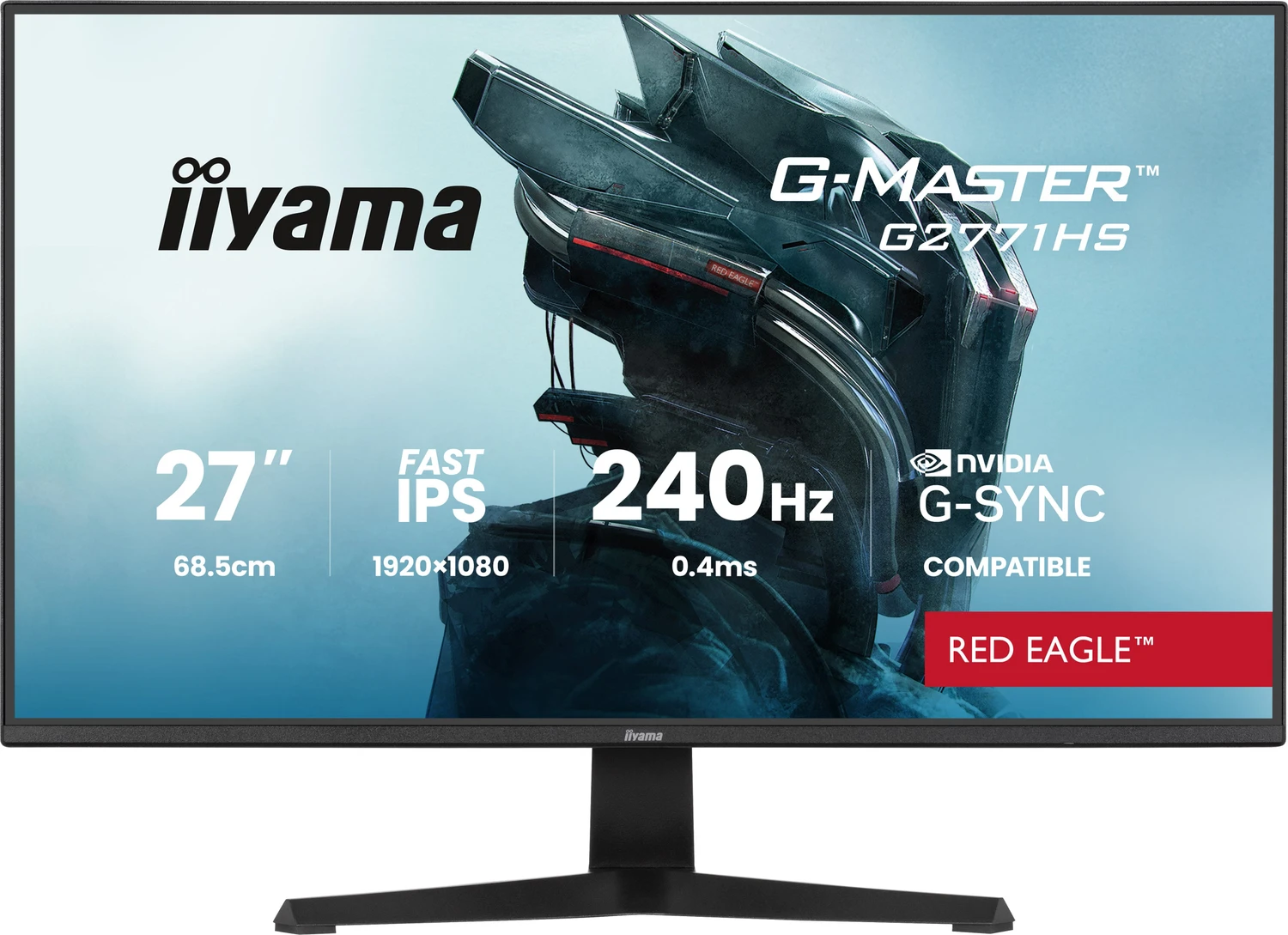 Iiyama G-Master G2771hS-B1 Red Eagle GaminG-Monitor (68.6 Cm (27 Zoll), Schwarz (matt), Fullhd, FasT-Ips, Hdmi, Dp, G-Sync Komp., 240hz Panel (g2771h