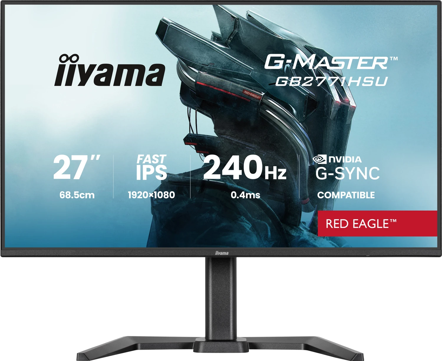 Iiyama G-Master Gb2771hsU-B1 Red Eagle GaminG-Monitor 68.6 Cm (27 Zoll), Schwarz (matt), Fullhd, FasT-Ips, Hdmi, Dp, G-Sync Komp., UsB-Hub, 240hz Pan