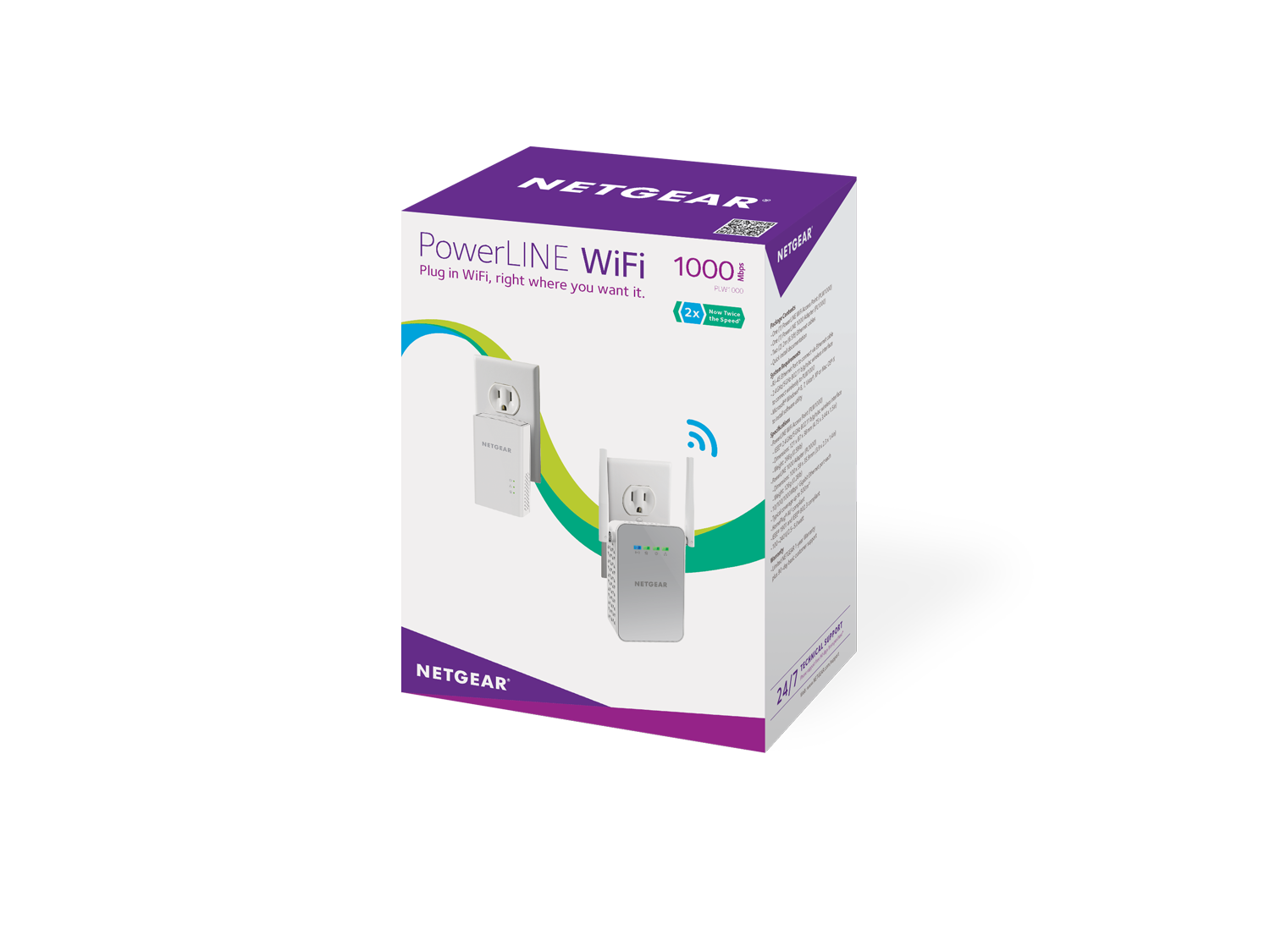 Netgear Powerline Plw1000 - Bridge - Gige, Homeplug Av (hpav) 2,0, Ieee 1901 - 802,11b/g/n/ac - Dualband - An Wandsteckdose Anschließbar - Mit Netgea