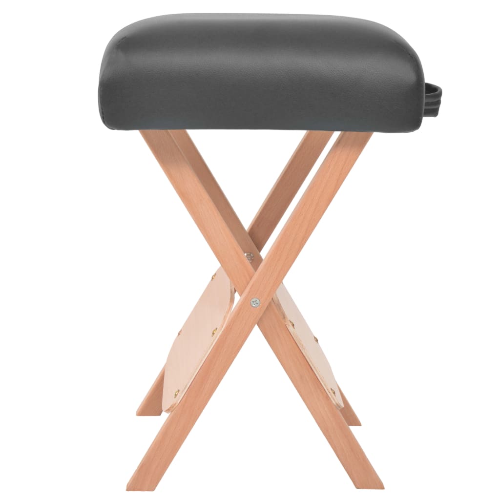 vidaXL Massageliege 3-Zonen mit Hocker Klappbar 10 cm Sitz Schwarz - Image 5