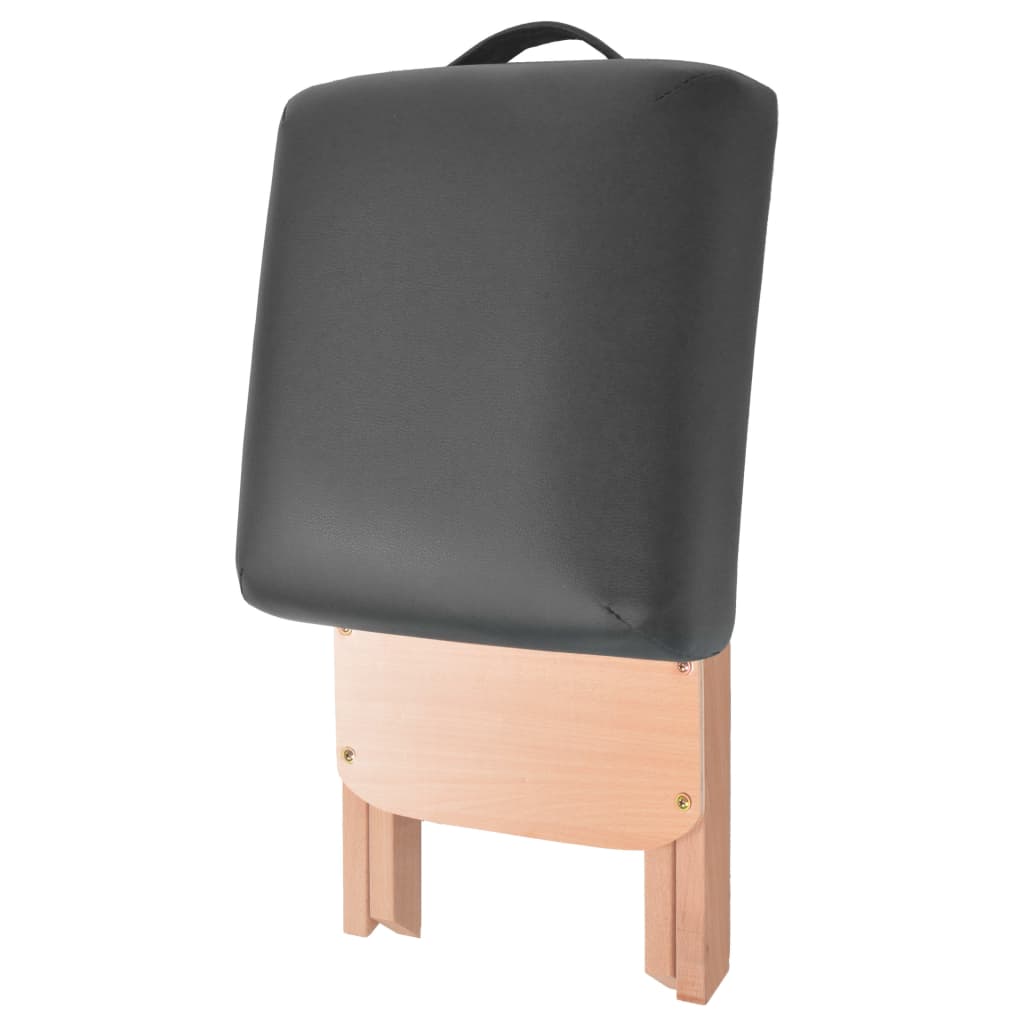 vidaXL Massageliege 3-Zonen mit Hocker Klappbar 10 cm Sitz Schwarz - Image 6