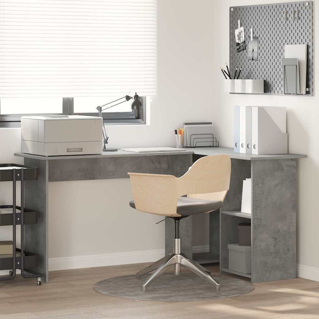 vidaXL Bureau Gris béton 142 x 102 x 73 cm Bois d'ingénierie