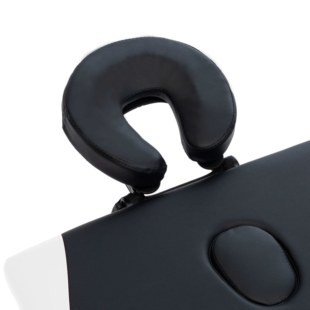 vidaXL Massageliege Klappbar 2-Zonen Aluminiumgestell Schwarz und Weiß - Image 5