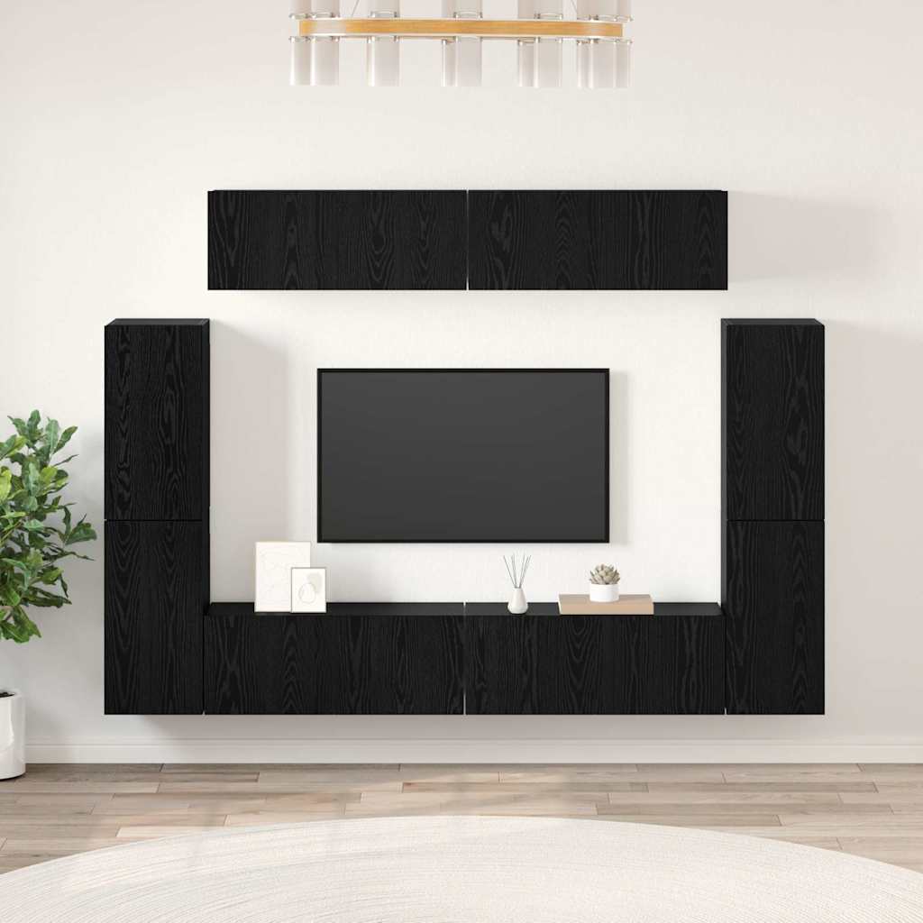 vidaXL Conjunto de mueble de TV 8 pcs Roble negro 80 x 30 x 30.5 cm