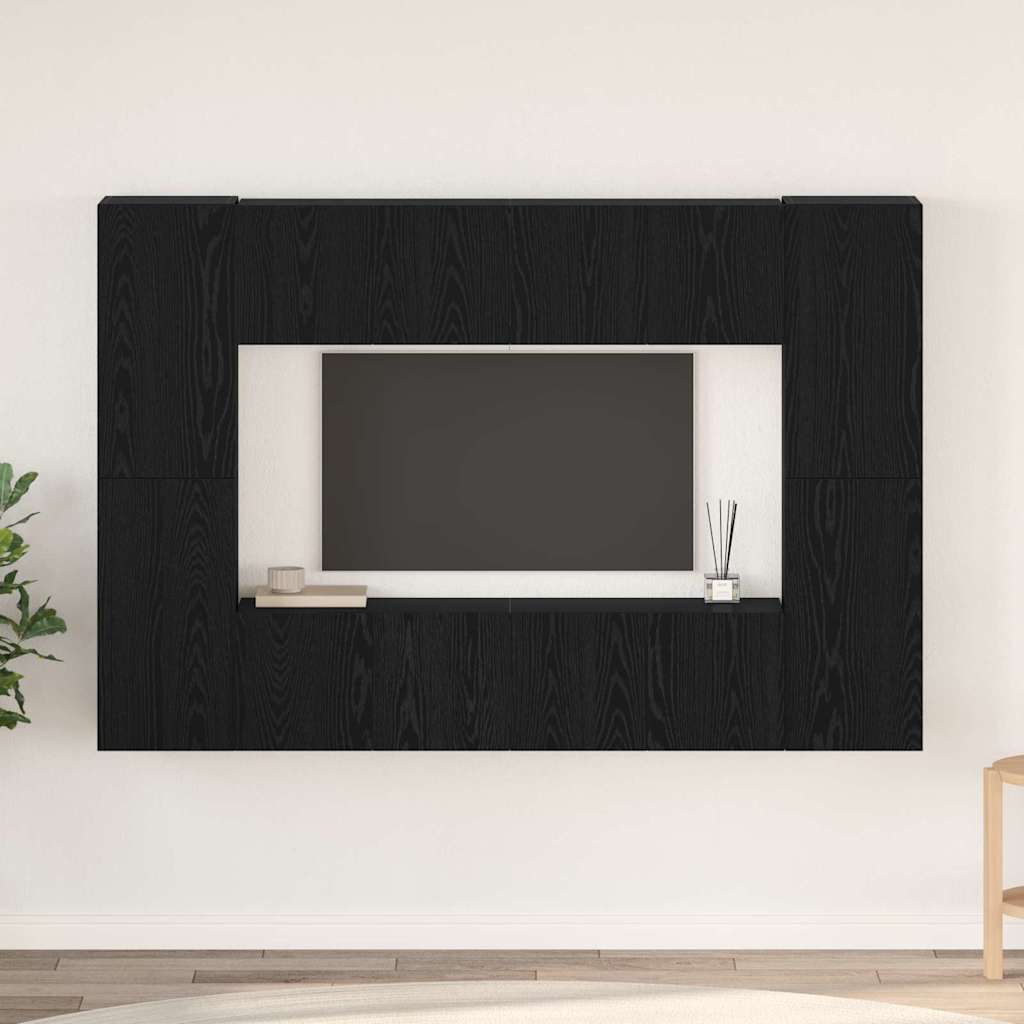 vidaXL Conjunto de mueble de TV Roble Negro Madera de ingeniería