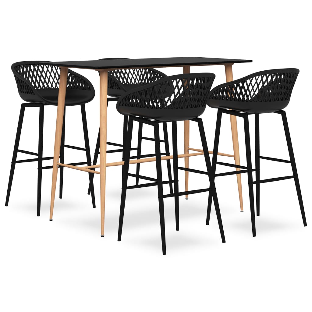 vidaXL Mesa alta y taburetes de bar 5 piezas negro