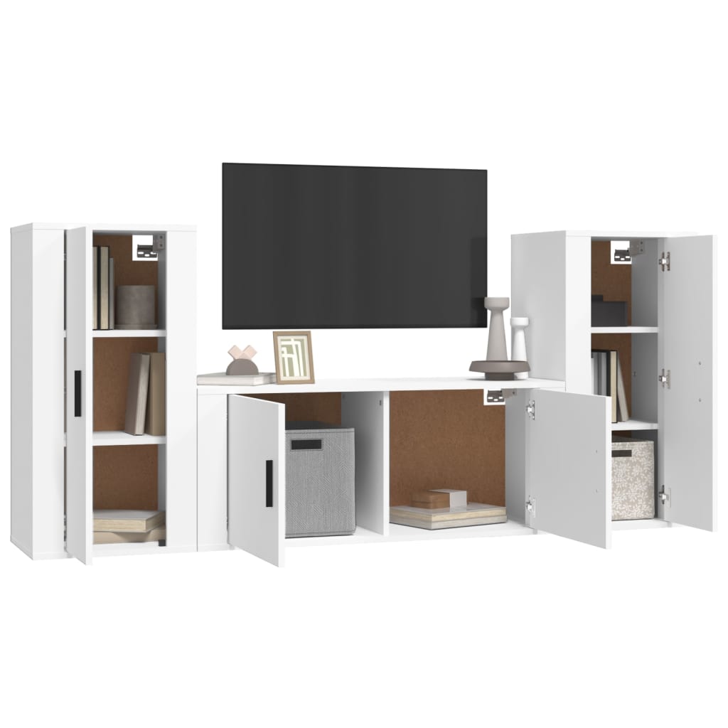 vidaXL Set de muebles de TV 3 piezas madera contrachapada blanco - Image 3