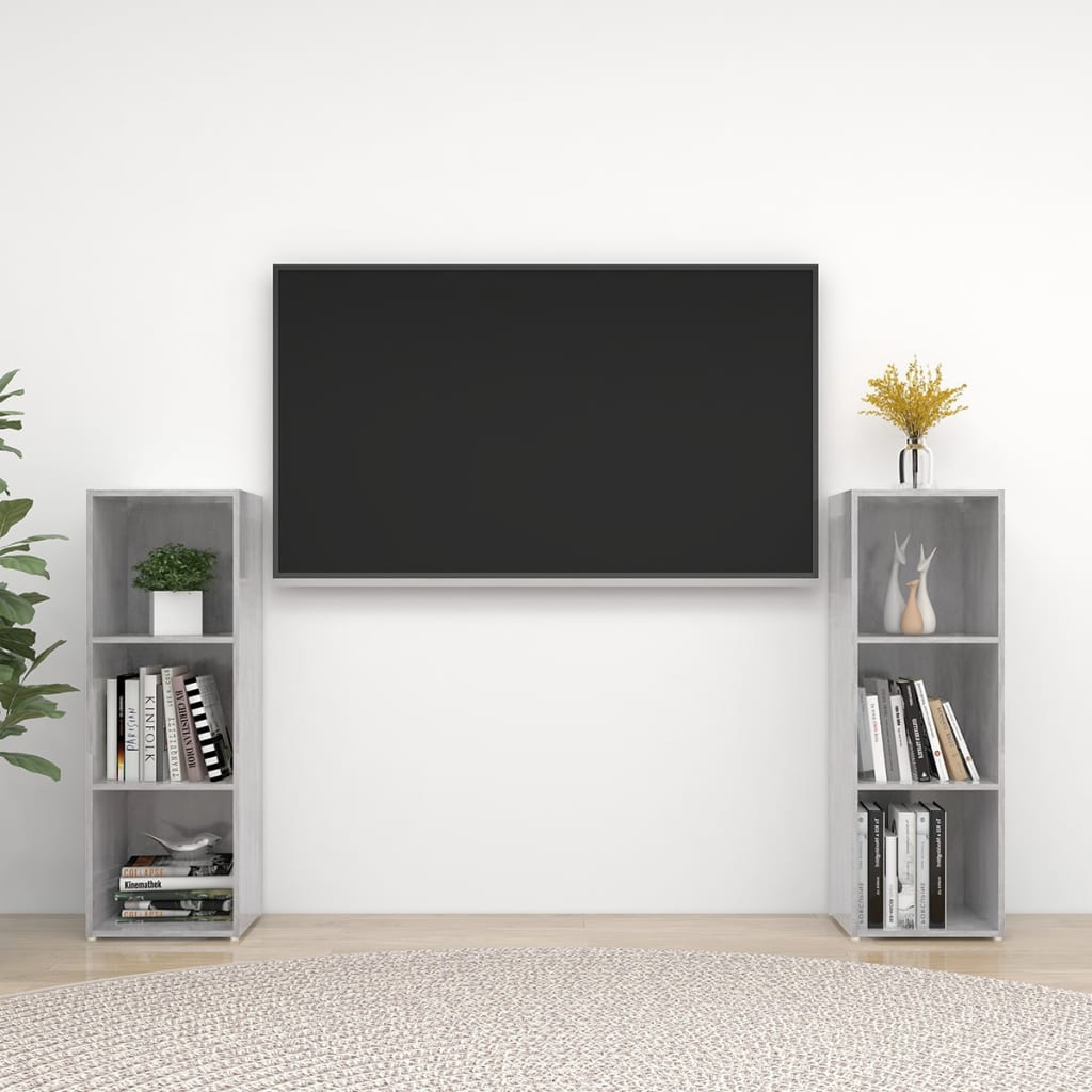 vidaXL Muebles de salón 2 piezas madera ingeniería gris hormigón