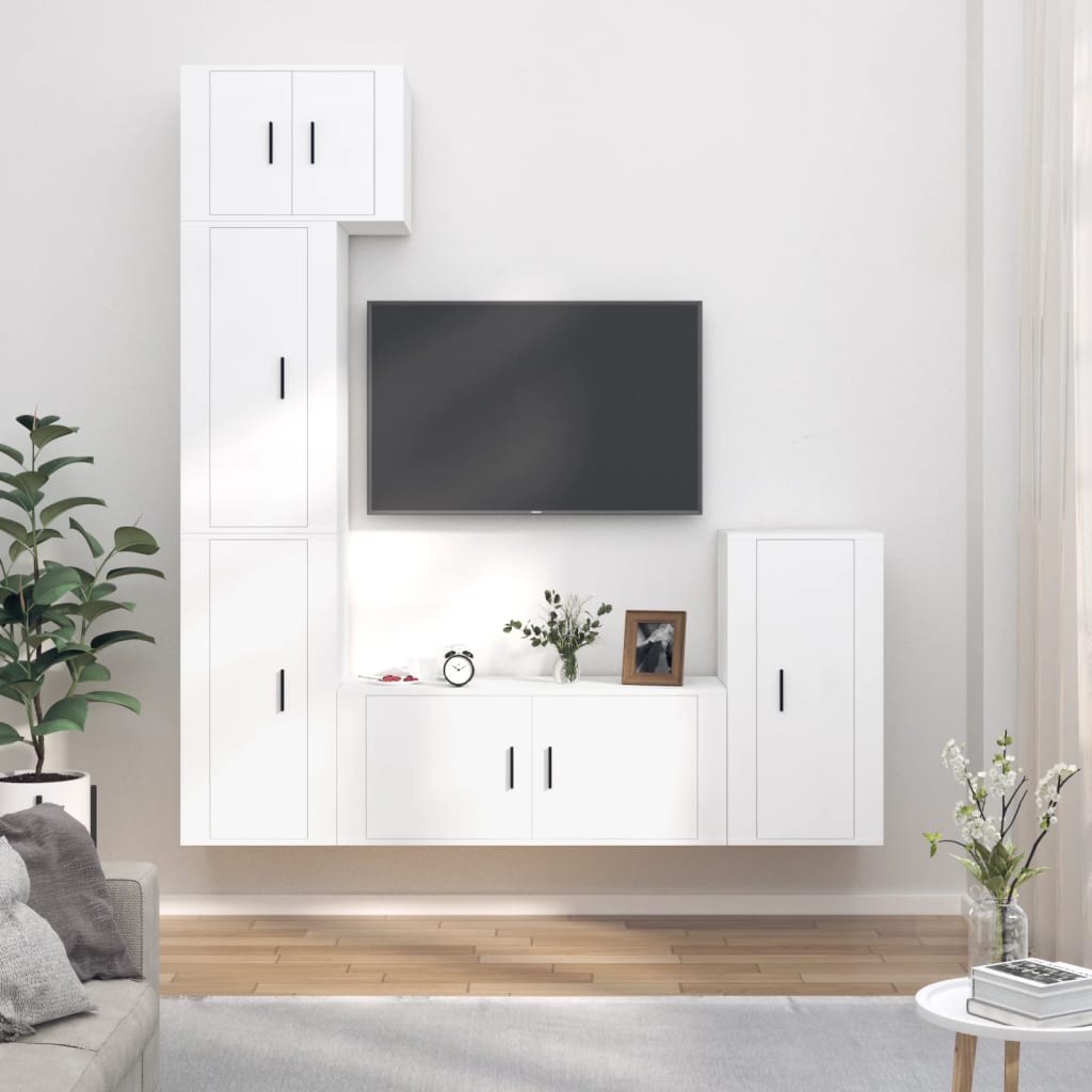 vidaXL Set de muebles para TV 5 piezas madera contrachapada blanco