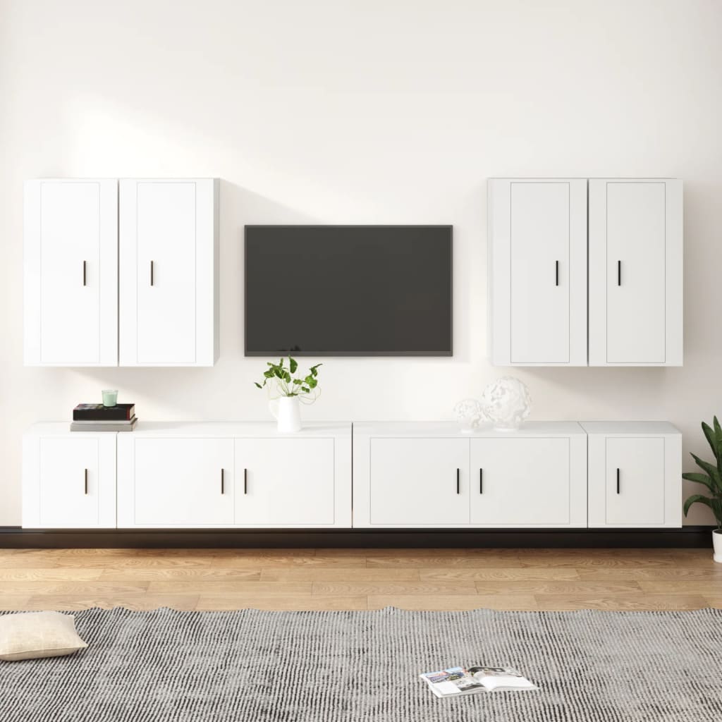 vidaXL Set de muebles para TV 8 piezas madera contrachapada blanco
