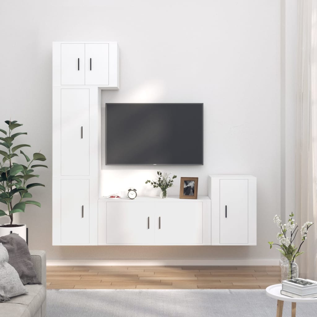 vidaXL Set de muebles para TV 5 piezas madera contrachapada blanco