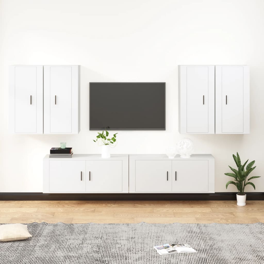 vidaXL Ensemble de meubles TV 6 pcs Blanc Bois d'ingénierie
