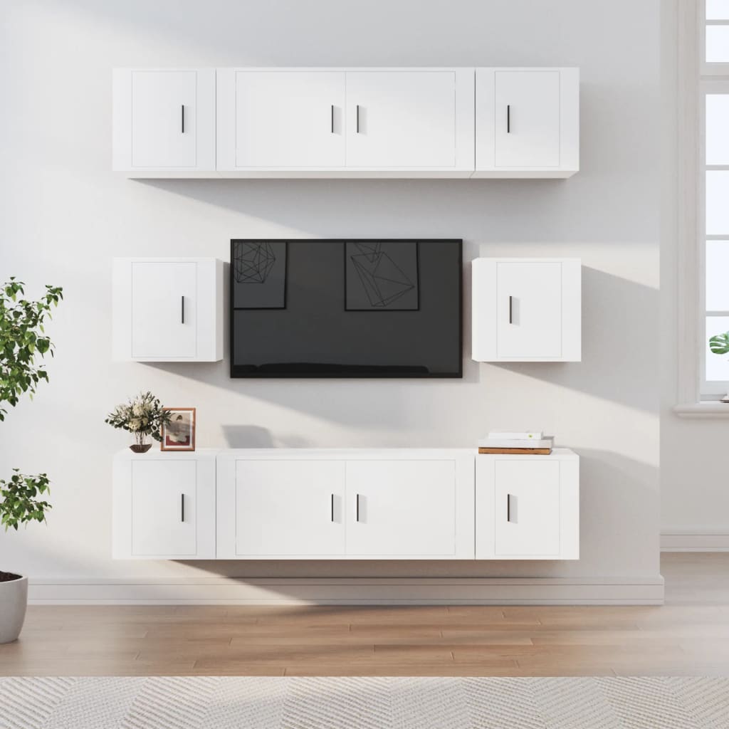 vidaXL Ensemble de meubles TV 8 pcs Blanc Bois d'ingénierie