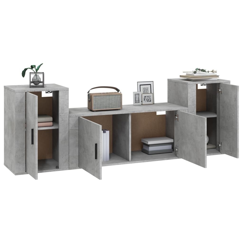 vidaXL Ensemble de meubles TV 3 pcs Gris béton Bois d'ingénierie - Image 3