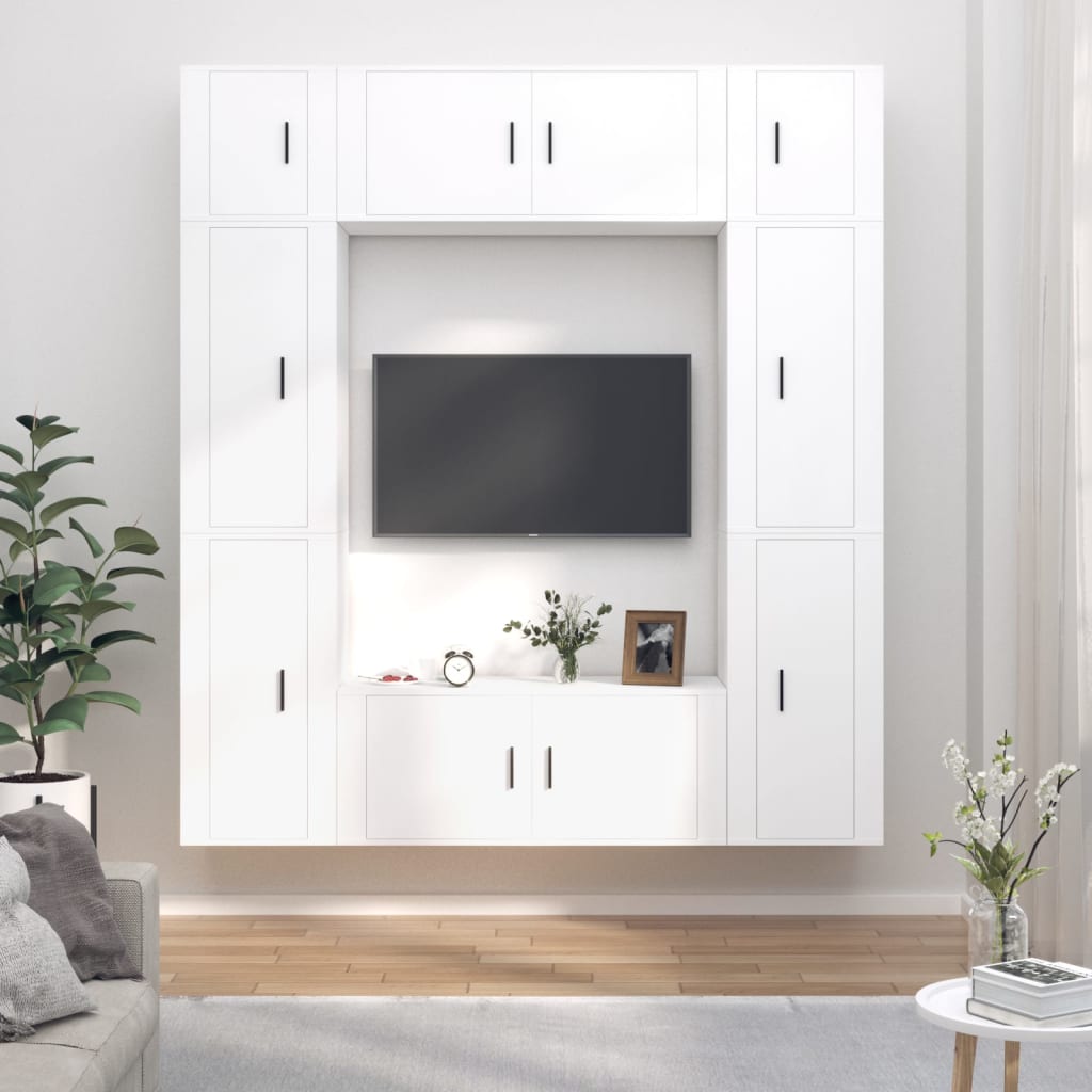 vidaXL Ensemble de meubles TV 8 pcs Blanc Bois d'ingénierie