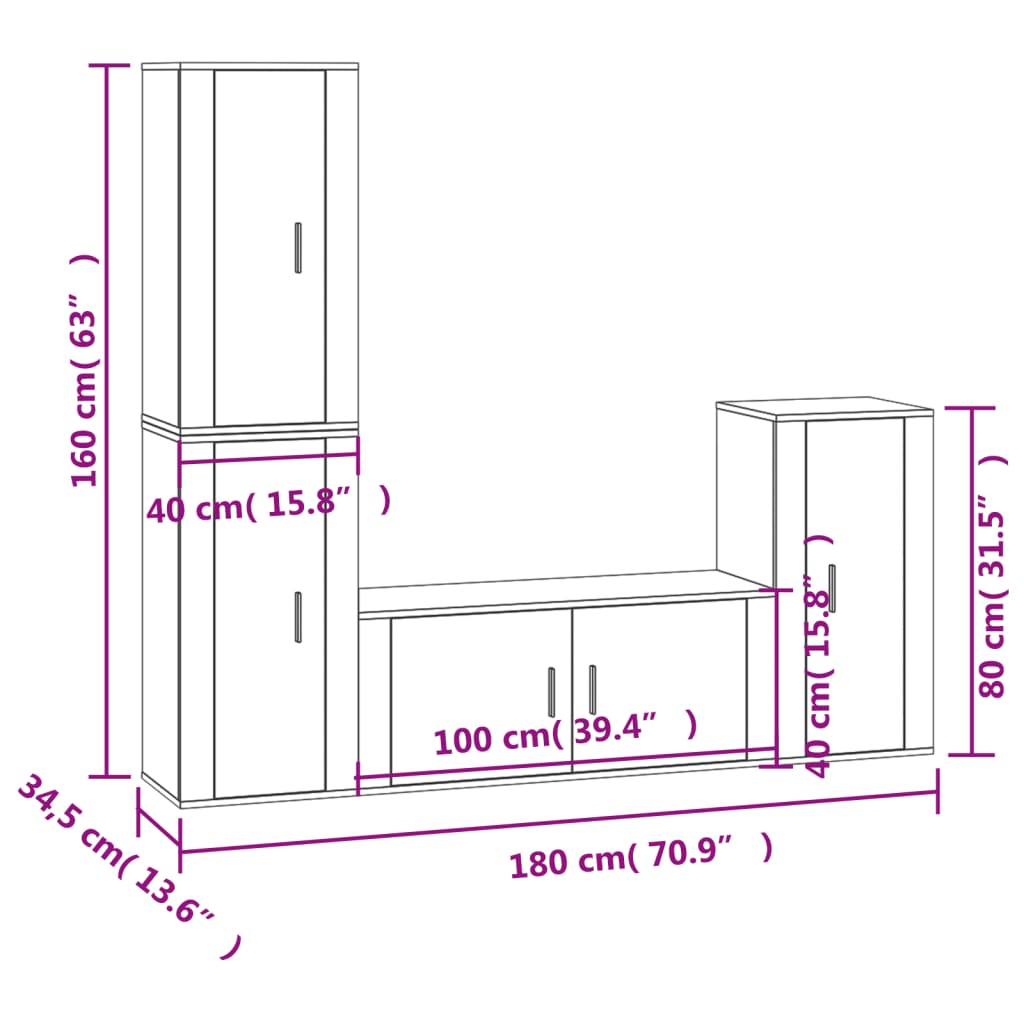 vidaXL Ensemble de meubles TV 4 pcs Blanc Bois d'ingénierie - Image 5