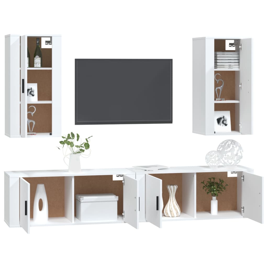 vidaXL Ensemble de meubles TV 4 pcs Blanc Bois d'ingénierie - Image 3