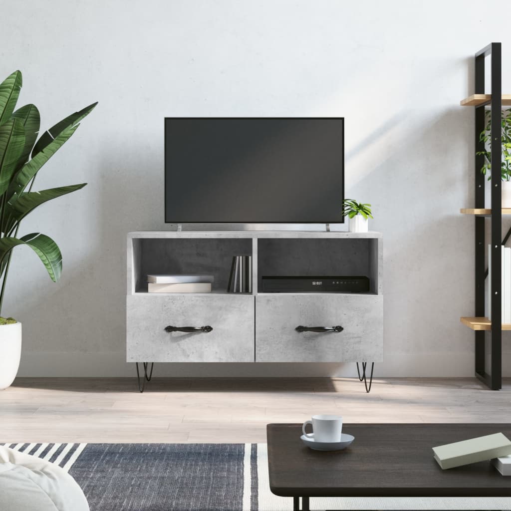 vidaXL Mueble para TV madera contrachapada gris hormigón 80x36x50 cm